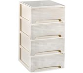 Com-fort house | cajonera apilable de plástico | modelo ondas | color blanco roto | modelo de 4 cajones | cajones de almacenamiento modular