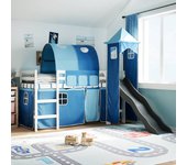 Vidaxl cama alta para niños con torre madera pino azul 90x200 cm