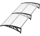 Toldo para puerta marquesina anti uv transparente de aluminio 100x200cm