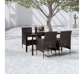 Juego de comedor de jardín 5 piezas，conjunto de comedor de exterior，conjunto de jardín con cojines negro cfw457194