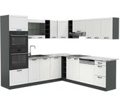Vicco cocina esquinera r-line, casa de campo blanca/antracita, 237 x 247 cm , et mármol