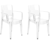 Beliani conjunto de 2 sillas de comedor kenwood transparente