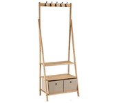 Perchero de pie beige marrón madera tela (40,5 x 175 x 67 cm)