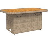 Mesa de jardín，mesa para exteriores，mesa de patio ratán sintético madera acacia beige 90x55x71 cm cfw86590