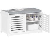 Banco zapatero con 2 puertas para entrada dormitorio banco de almacenamiento de asiento blanco 71 x 35 x 43 cm fsr23-ii-w sobuy es