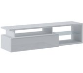 Mueble de televisión gisella, aparador de salón, mueble bajo para tv, base de pared equipada, 160x38h41 cm, blanco y blanco brillante