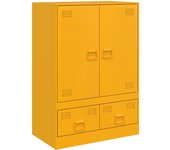 Aparador | aparador de comedor | armario de cocina de acero amarillo mostaza 67x39x95 cm cfw48632
