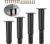 Juego de 4 patas ajustables para muebles (18-30 cm), metálicas, para armarios, camas y mesas.