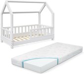 Vitalispa cama en forma de casa wiki, blanco, 70x140 cm con colchón