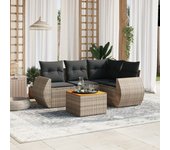 Juego de sofás jardín con cojines 5 piezas | conjunto de jardín de ocio | set de comedor de jardín ratán sintético gris cfw518569
