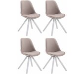 Pack de 4 sillas de comedor toulouse square en tela gris topo|blanco