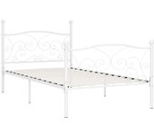 Cama con somier de láminas sin colchón metal blanco 90x200 cm