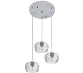 Plafón estela 3xe27 cromo 36x36 cm tulipas cristal transparente