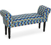 Versa klee taburete pie de cama para el dormitorio, banco para el hall o la entrada, azul, amarillo y blanco, 53x32x100cm