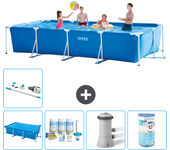 Paquete de piscina - intex - rectángulo - 450x220x84 cm + accesorios a254