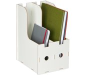 Relaxdays archivador oficina, 2 compartimentos, formato a4, revistero, organizador documentos escritorio, mdf, blanco