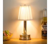Lámpara de mesa led decorativa recargable por usb para dormitorio, sala de estar, lámpara de escritorio regulable, dorada,temperatura de 3 colores