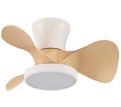 Ventilador de techo con luz led 20w silencioso merial blanco y haya cct dim 3000/4000/6000k ø56cm