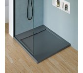 Bernstein - plato de ducha de fundición mineral 100x80x4,5cm antracita mate + desagüe tipo b, plato de ducha antideslizante, inclinación