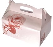 Papstar 18851 20 - confezione per dolci, in cartone, rettangolare, con maniglia per il trasporto, 20 x 13 x 9 cm (lxpxa), colore: rosa