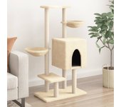 Árbol para gatos con postes rascadores de sisal color crema vidaxl 117 cm