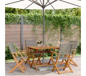Juego de comedor de jardín 5 piezas de resina trenzada y madera maciza.