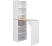 Mesa de bar con estantería blanca 115x59x200 cm