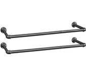 Perchero de pared industrial, juego de 2 unidades, color negro, medidas 92x30x7,5 cm, carga hasta 50 kg, montaje sencillo
