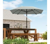 Sombrilla ø233 cm, plegable, octogonal, para balcón, playa, resistente al viento, estable, con manivela, protección solar para playa, balcón, terraza