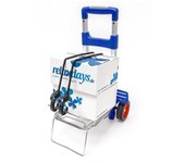Relaxdays carretilla playa, carro portamaletas con asa ergonómica, 36x30x93cm, plegable, 30kg, aluminio y plástico, azul