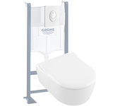 Pack inodoro suspendido sin cerco villeroy et boch avento + asiento + placa + estructura