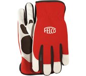 Felco 702s guanti da lavoro in pelle rosso/bianco (taglia s, palmo + dita in pelle, dorso in spandex, materiale traspirante, 1 paio di guanti da giard