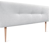 Dhome cabecero acabado lana ecológica premium liso botones con patas cabezal tapizado cama dormitorio acolchado winter luxury (blanco, 135 cm)