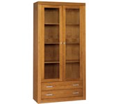 Vitrina 2 puertas y dos cajones recto , medidas 200x100x37 (alto-ancho-fondo). realizada en madera de pino macizo y barnizada en color cerezo.
