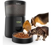 Alimentador automático de alimentos para perros de 4 l, 1 a 4 comidas al día, adaptador de ca/batería pantalla led, negro