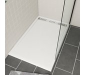 Plato de ducha en acrílico blanco 90x140x5 cm - rejilla lineal cromada - whiteness ii