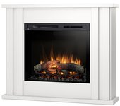 Kelso - chimenea eléctrica independiente con calefacción por suelo radiante led - 28' - blanco mate - 118 x 98 x 28