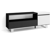 Mueble tv, televisión, 150x35x57cm, para tv hasta 65, diseño industrial, blanco y negro