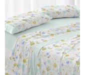 Juego de sábanas burrito blanco diseño 140 , 50% algodón- 50% poliéster ancho de 180 cm en color verde agua