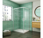 Aica mampara de ducha cuadrada corredera con plato de ducha perfil gris mate vidrio templado 5mm (680-700)x(680-700)x1850mm