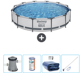 Paquete de piscina - bestway - alrededor - 366x366x76 cm + accesorios cb54
