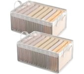2 organizadores de ropa para armario, caja de almacenamiento transparente, contenedor plegable de pvc de gran capacidad