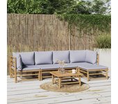 Maison exclusive - set de muebles de jardín 6 piezas bambú con cojines gris claro