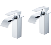 2pcs auralum max grifo de lavabo cascade cromado,grifería de baño con agua fría/caliente,mezclador lavabo inox 304 de super calidad