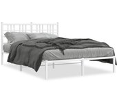 Cama matrimonial | cama para adultos | estructura de cama de metal con cabecero blanca 135x190 cm cfw512137