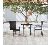 Juego de comedor para jardín 3 piezas，conjunto de comedor de exterior，conjunto de jardín ratán sintético negro cfw444177