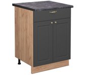 Vicco mueble bajo de cocina fame-line, antracita-oro, 60 cm con cajón, et antracita