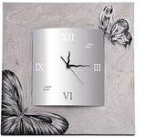 Reloj artesanal mariposas cuadrado plata acrílico 70 x 70 x 3,5 cm