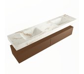 Mondiaz alan-dlux 200cm mueble de baño rust 2 cajones. con lavabo cloud doble sin orificios color frappe