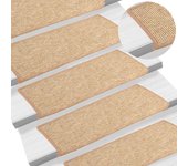 Alfombrilla autoadhesiva escalera 15 uds | alfombras de escalera | tapetes de escalera marrón claro 65x21x4cm cfw310778